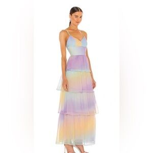Amanda Uprichard Thaddea Maxi Rainbow Dress